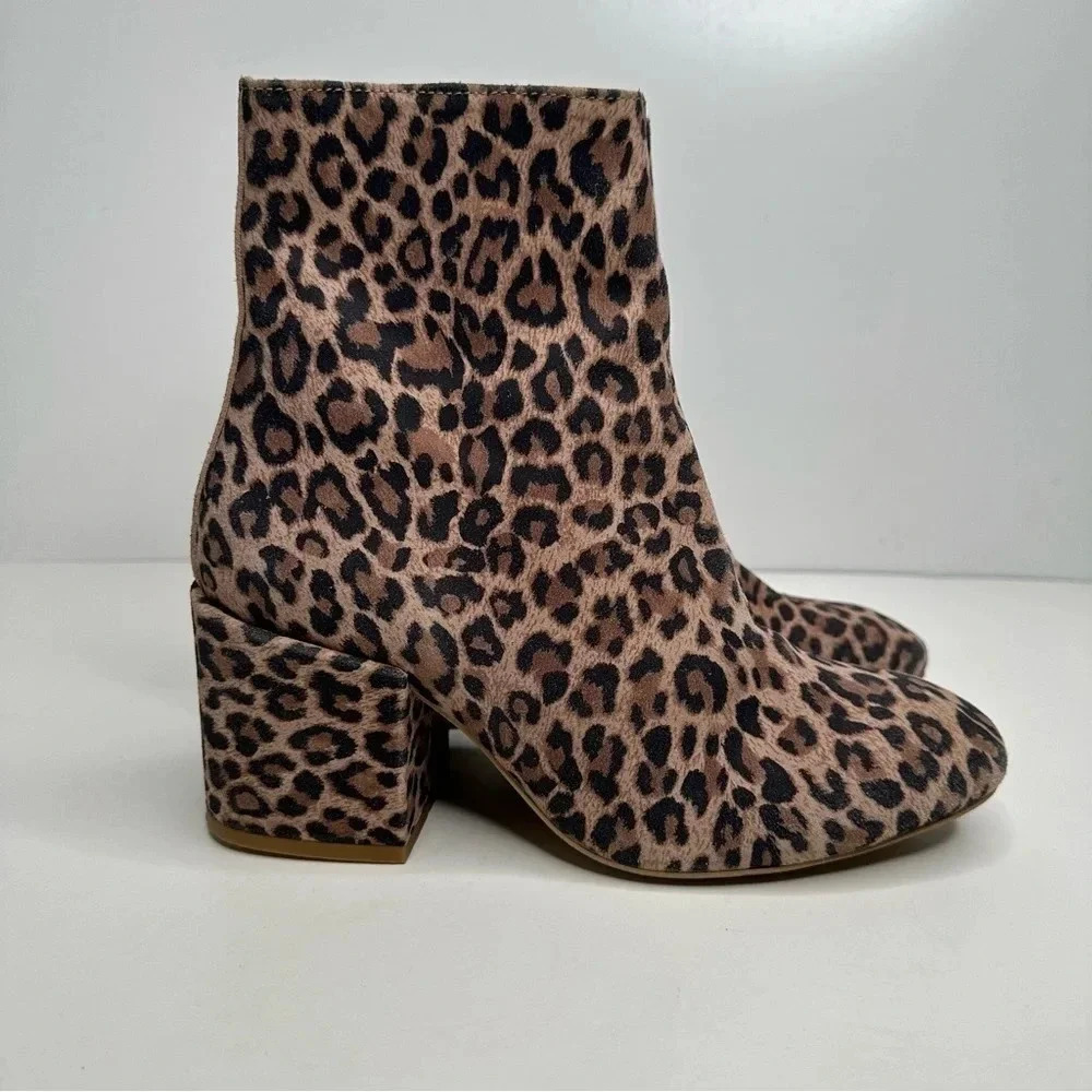 Free People Nicola Leopard Heeled Boots Size 38 - Picture 4 of 10